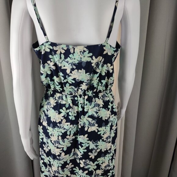Banana Republic Faux Wrap Maxi Dress – Floral Print – Size 4P – Navy & Mint - Picture 5 of 11
